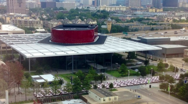 Pink Cadillacs in front of Winspear Opera House Pink Cadillacs in front of Winspear Opera House